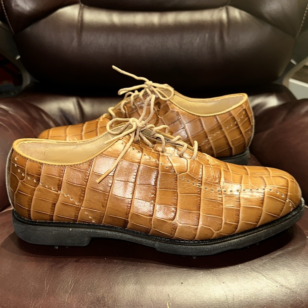 FootJoy Women's Tan Croc-Embossed Golf Shoes